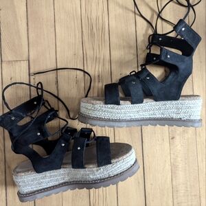 ASOS Platform Lace Up Gladiator Sandals size 8 Wide